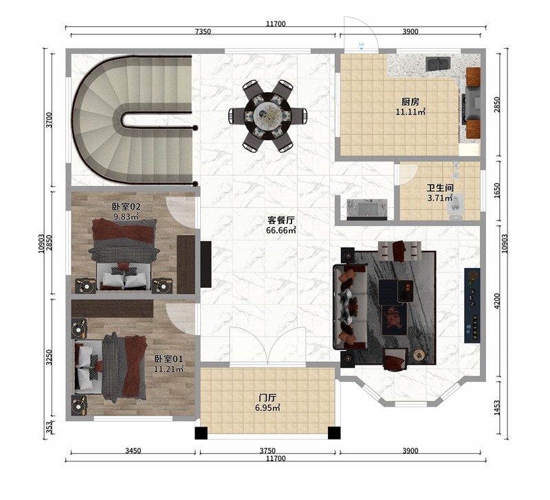 二層歐式風(fēng)格輕鋼別墅戶型+建房配置表【睿婕版權(quán)】(圖2) 睿婕輕鋼別墅
