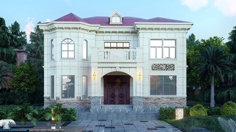 二層歐式風(fēng)格輕鋼別墅戶型+建房配置表【睿婕版權(quán)】(圖1) 睿婕輕鋼別墅